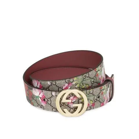 Gucci Canvas Belt Blooms GG Supreme Monogram Metroutfits