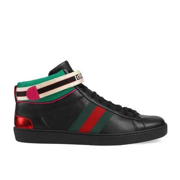 Gucci Ace High Top Black Red Green Sneakers Metroutfits