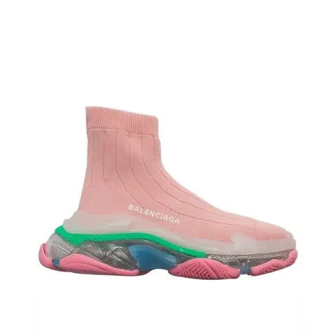 Balenciaga Triple S Air Knit Mid Sock Pink  Sneaker Metroutfits
