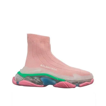 Balenciaga Triple S Air Knit Mid Sock Pink  Sneaker Metroutfits