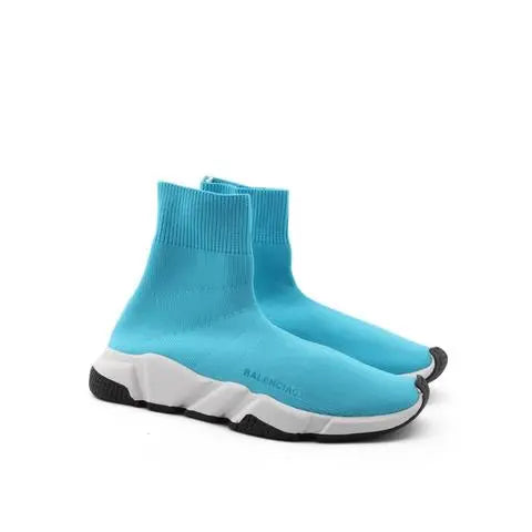 Balenciaga Speed Trainer Triple Blue Sock Knit Sneakers New with Tag & Box Metroutfits