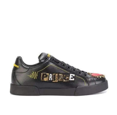 Dolce & Gabbana Black Leather Sneakers Metroutfits