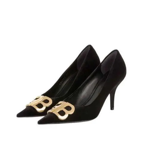 Balenciaga Women's Velvet Black Pumps New with Tag and Box Metroutfits