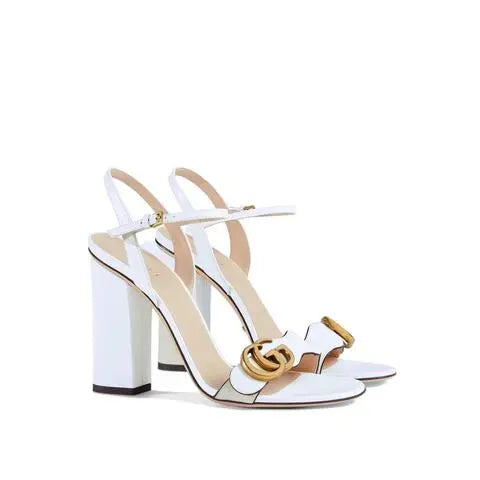 Gucci Women's White Leather High Heel Sandals Metroutfits