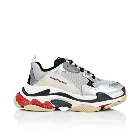 Balenciaga Triple S Silver Red Black Sneakers – New with Tag and Box Metroutfits