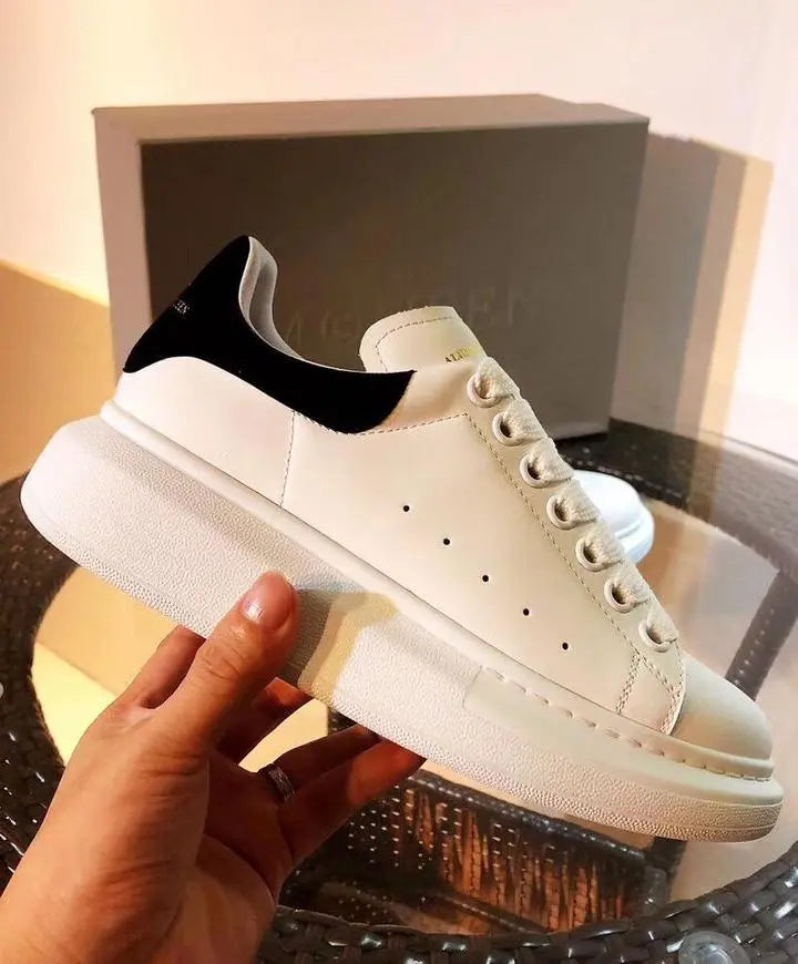 Alexander McQueen White Oversize Iconic Sneakers with Black Detail Metroutfits