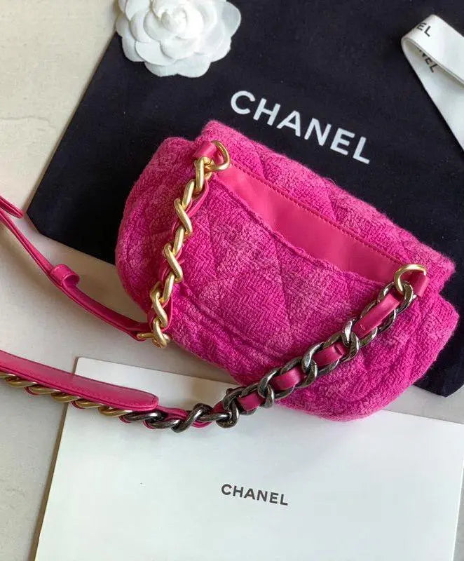 Chanel Pink 19 Flap Tweed Shoulder Bag New With Tag Metroutfits