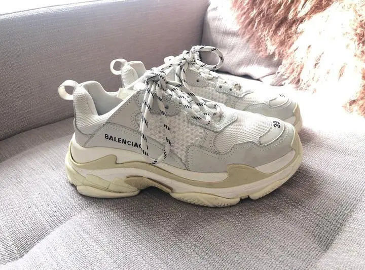 Balenciaga Triple S White Ash Golden Sneakers – New with Tag and Box Metroutfits