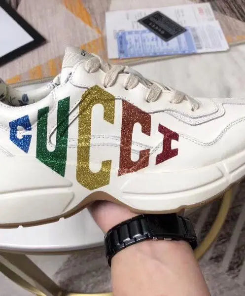 Gucci Rhyton Glitter Rainbow Logo Sneakers – New with Tag and Original Box Metroutfits