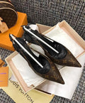 Louis Vuitton Cherie Slingback Pump Women's Brown Heels Metroutfits
