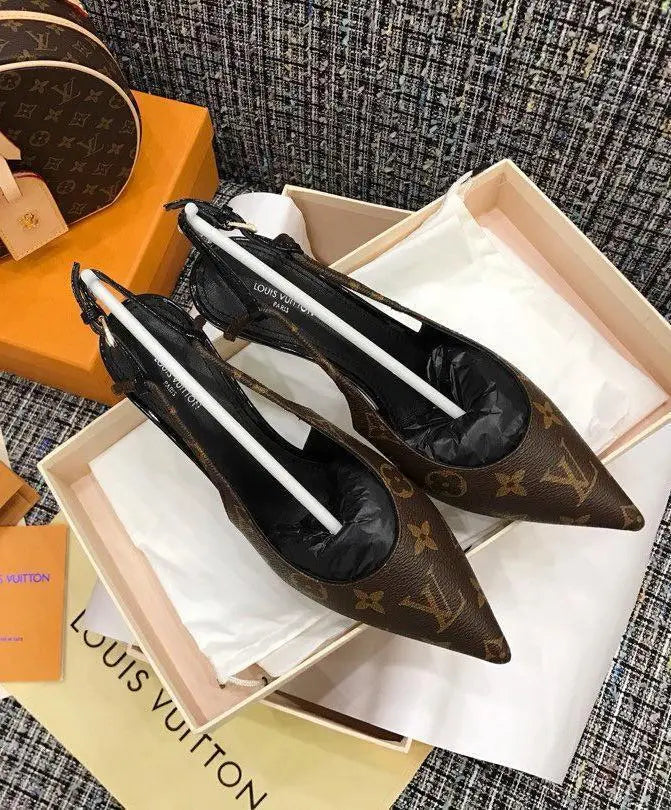 Louis Vuitton Cherie Slingback Pump Women's Brown Heels Metroutfits