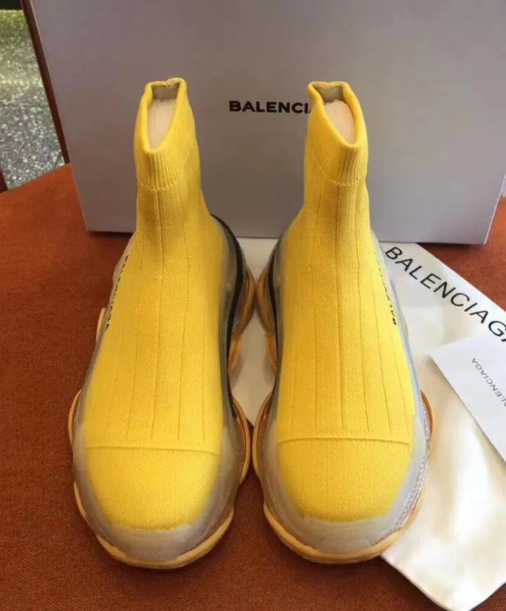 Balenciaga Triple S Air Knit Sock Yellow Women’s  Sneaker Metroutfits