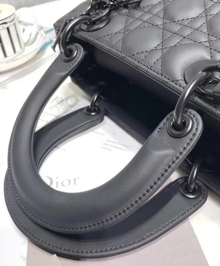 Christian Dior Mini Chalk Lady Dior Wavy Shiny Crinkled Agneau Bag Metroutfits