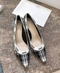 Christian Dior Women's Black White J’adior Tartan Pumps Heel Metroutfits