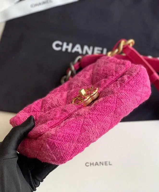 Chanel Pink 19 Flap Tweed Shoulder Bag New With Tag Metroutfits