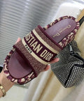 Christian Dior Femmes D-Way Kaleidiorscopic Slide Cotton Embroidered Sandals New Metroutfits