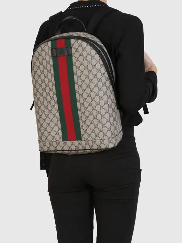 Gucci Ophidia GG Supreme Backpack with Web Metroutfits