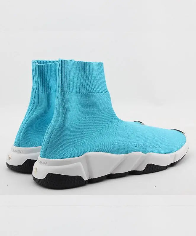 Balenciaga Speed Trainer Triple Blue Sock Knit Sneakers New with Tag & Box Metroutfits