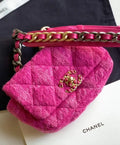 Chanel Pink 19 Flap Tweed Shoulder Bag New With Tag Metroutfits