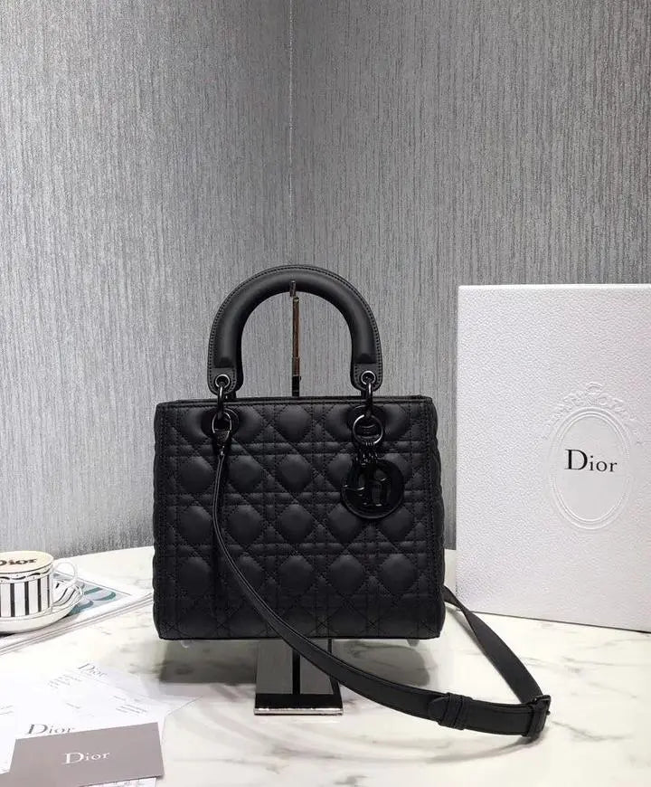 Christian Dior Mini Chalk Lady Dior Wavy Shiny Crinkled Agneau Bag Metroutfits