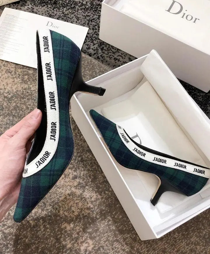 Christian Dior Women's Black Green J’adior Tartan Pumps Metroutfits