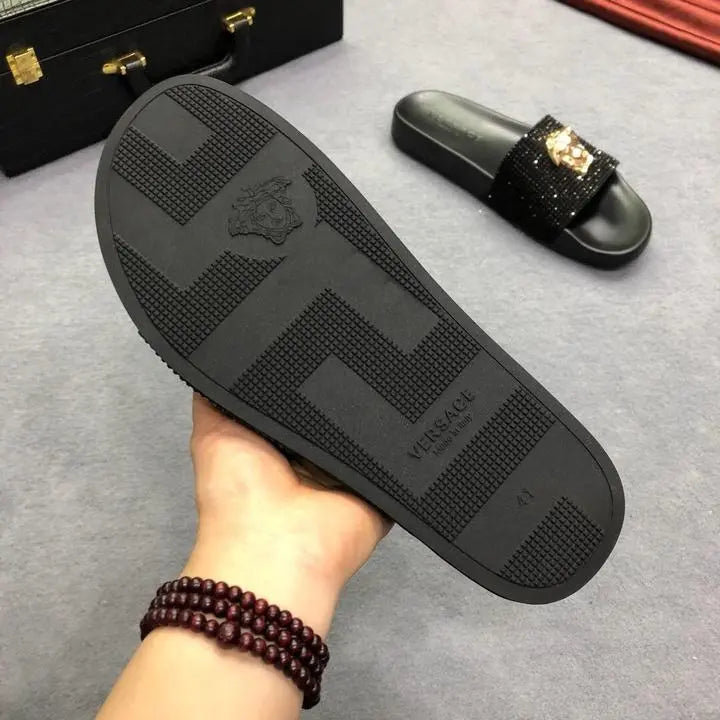 Versace Men’s Black Slides – New with Tag & Original Box Metroutfits