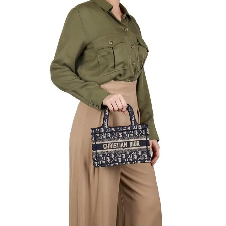Christian Dior Mini Book Tote Oblique Embroidered Canvas Bag 23 cm New Metroutfits