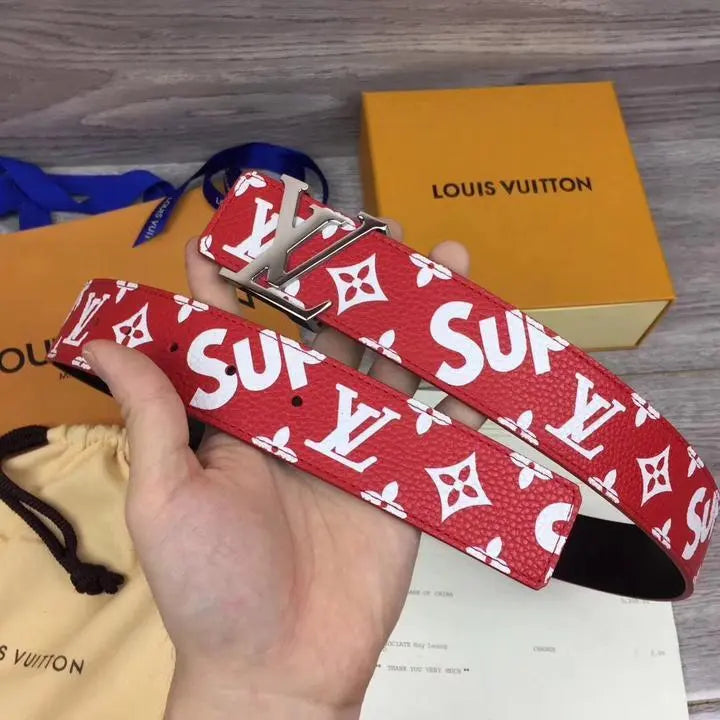 Louis Vuitton x Supreme Reversible Red Monogram Belt CHIC TREAD