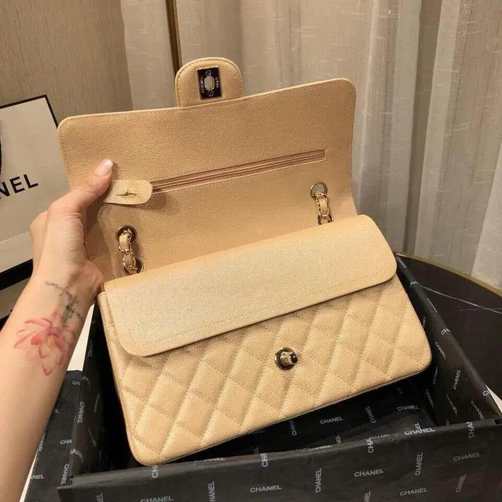 Chanel Handbag – Medium Double Flap Quilted Caviar Metroutfits