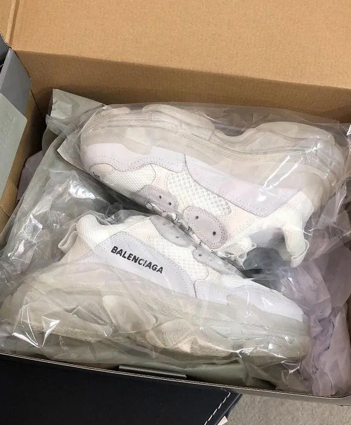 Balenciaga Triple S Women’s White Ash Sneakers Metroutfits