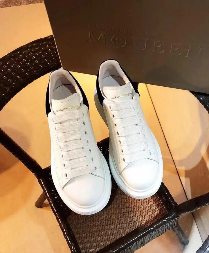Alexander McQueen White Oversize Iconic Sneakers with Black Detail Metroutfits