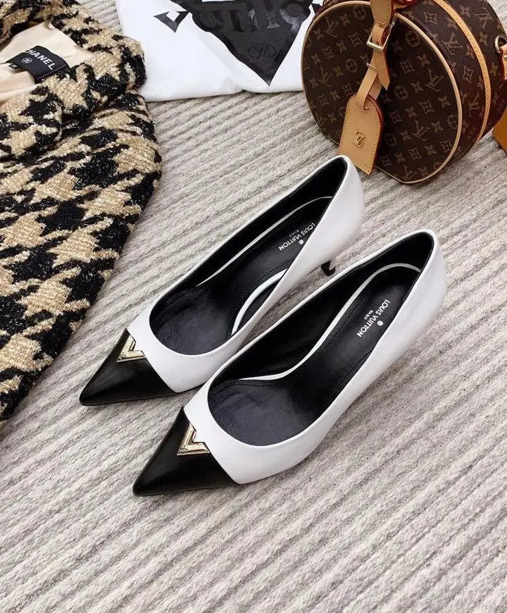 Louis Vuitton Heartbreaker White Black Pumps New with Tag and Box Metroutfits