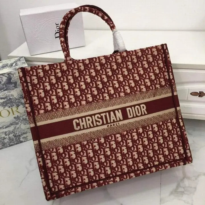 Christian Dior Book Tote Burgundy 41 cm Metroutfits