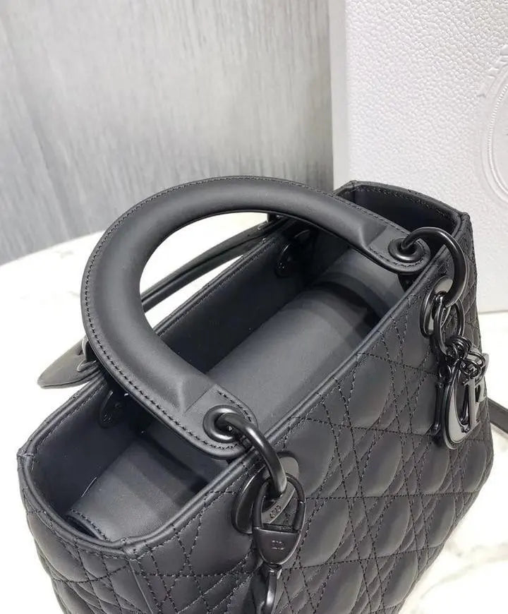 Christian Dior Mini Chalk Lady Dior Wavy Shiny Crinkled Agneau Bag Metroutfits