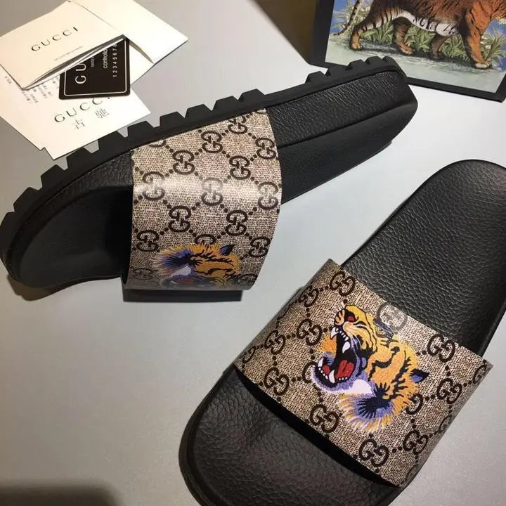 Gucci Men’s Tiger Slides – Iconic Design – New with Tag and Box Metroutfits