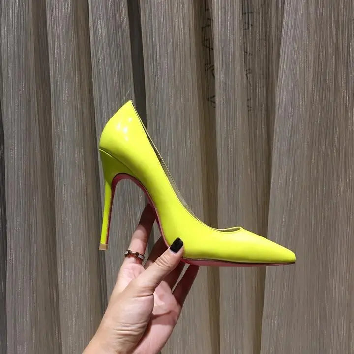 Christian Louboutin Women's Yellow Iriza Shiny Nappa Leather Pumps Metroutfits