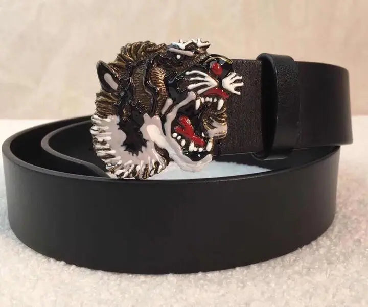Gucci Leather Belt Tiger Head Buckle Metroutfits