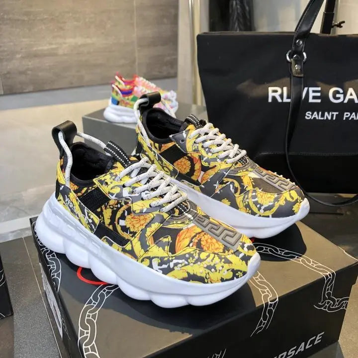 Versace Yellow Black Sneakers – New with Tag and Original Box Metroutfits