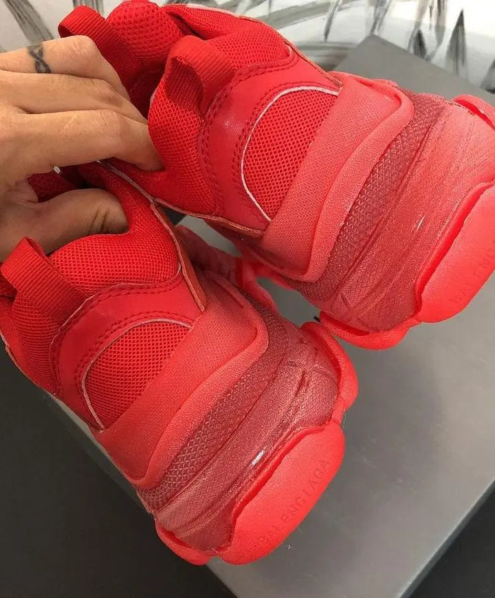 Balenciaga Triple S Women’s Red Sneaker Metroutfits