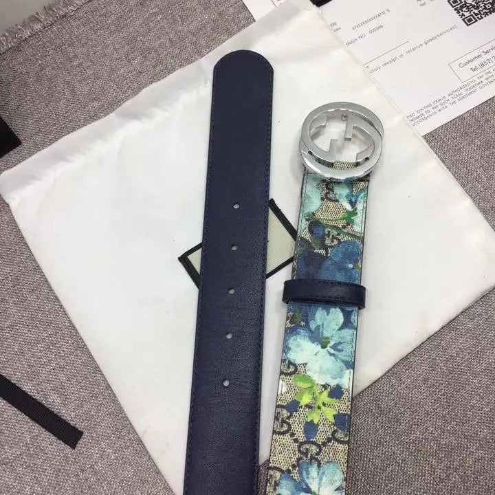 Gucci Canvas Belt Blooms GG Supreme Monogram Metroutfits