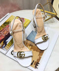 Gucci Women's White Leather High Heel Sandals Metroutfits