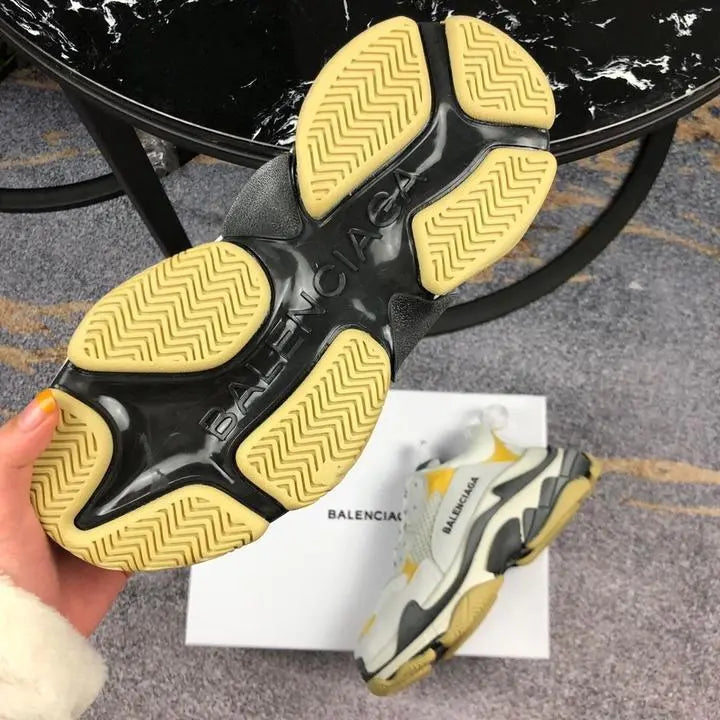 Balenciaga Triple S Sneakers Ash Grey Yellow – New with Tag & Original Box Metroutfits