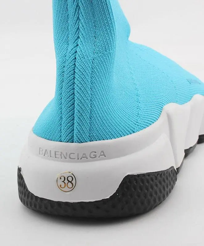Balenciaga Speed Trainer Triple Blue Sock Knit Sneakers New with Tag & Box Metroutfits