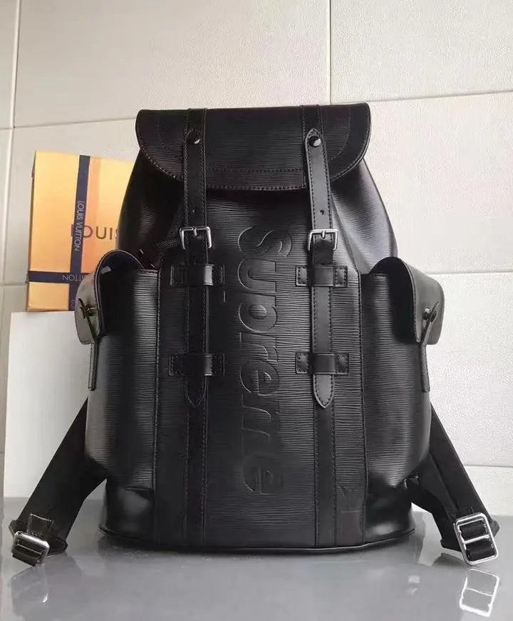 Supreme x Louis Vuitton Christopher Epi Backpack Black Metroutfits