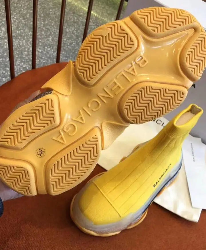 Balenciaga Triple S Air Knit Sock Yellow Women’s  Sneaker Metroutfits