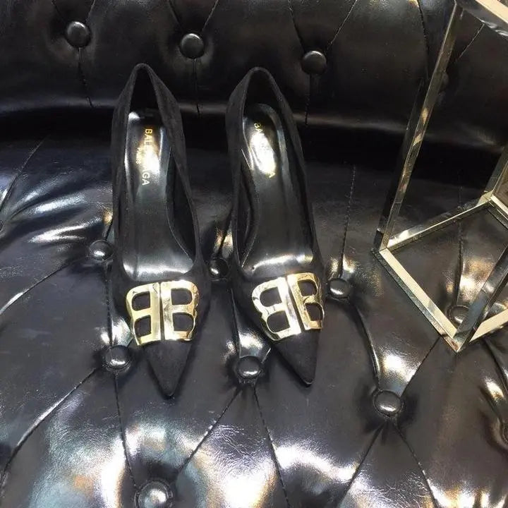 Balenciaga Women's Velvet Black Pumps New with Tag and Box Metroutfits