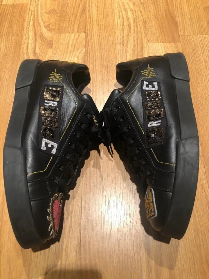 Dolce & Gabbana Black Leather Sneakers Metroutfits