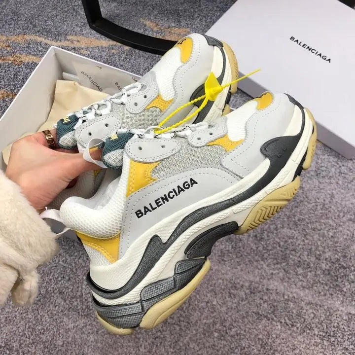Balenciaga Triple S Sneakers Ash Grey Yellow – New with Tag & Original Box Metroutfits