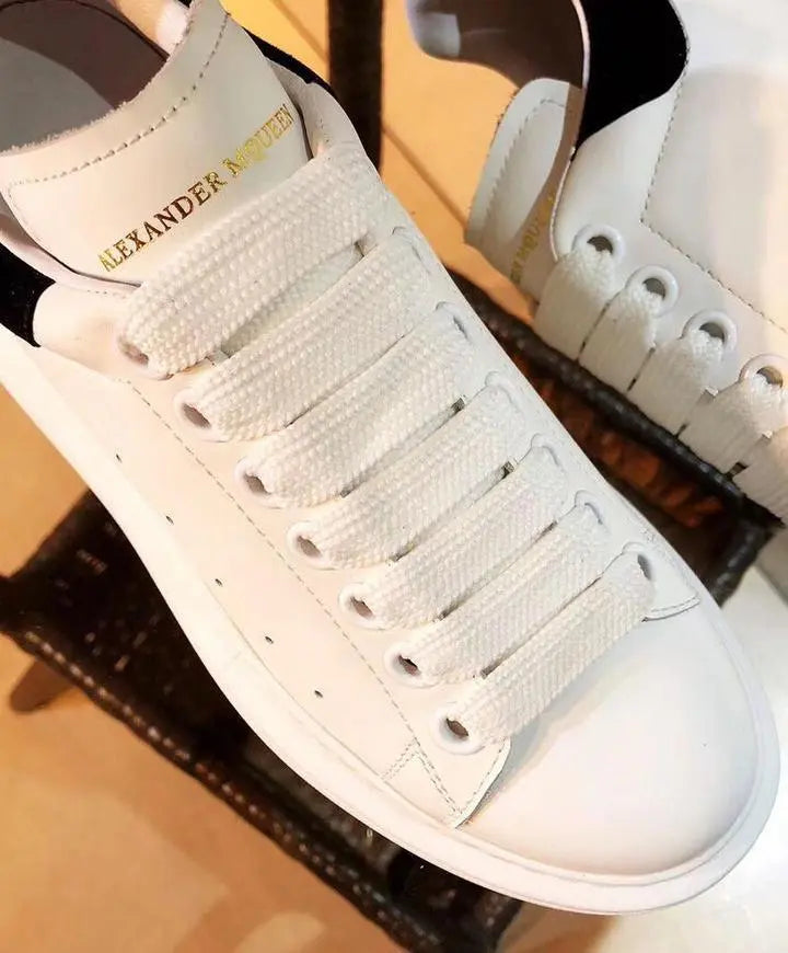 Alexander McQueen White Oversize Iconic Sneakers with Black Detail Metroutfits