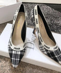 Christian Dior Women's Black White J’adior Tartan Pumps Metroutfits